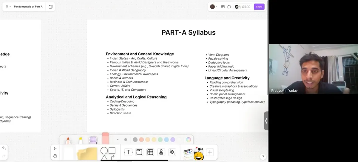 The Part A syllabus slide in a live class