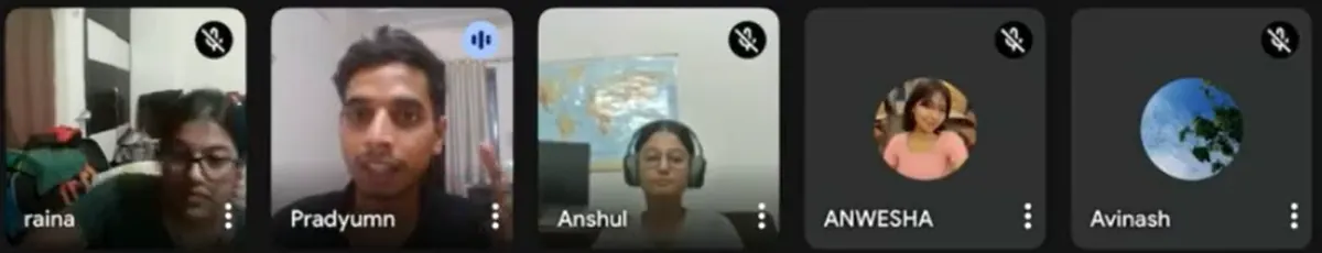 Students on camera in a Dnerd Studio live class