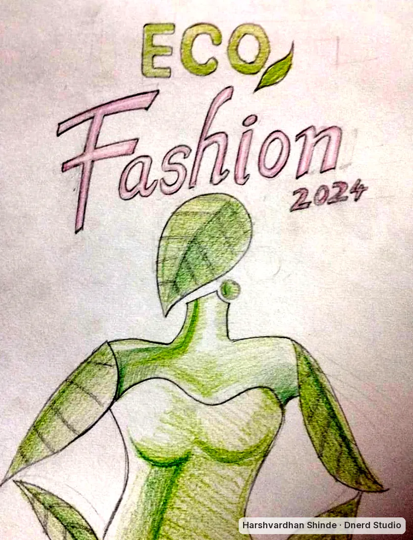 Eco Fashion 2024 poster: a CEED Part B logo and icon drawing by Harshvardhan Shinde