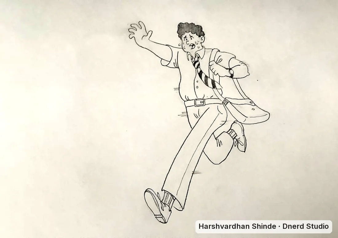 Running late: a CEED Part B figure drawing by Harshvardhan Shinde